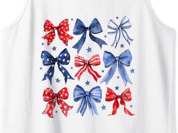 Happy 4th of july patriotic toddler girl boho coquette bows tank top graphic t shirt