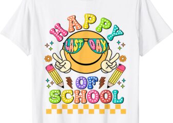 Happy Last Day Of School Groovy Smile Face Teacher Student T-Shirt