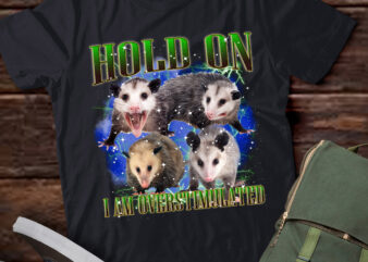 Hold On I Am Overstimulated Vintage 90s Retro Funny Possum lts-d