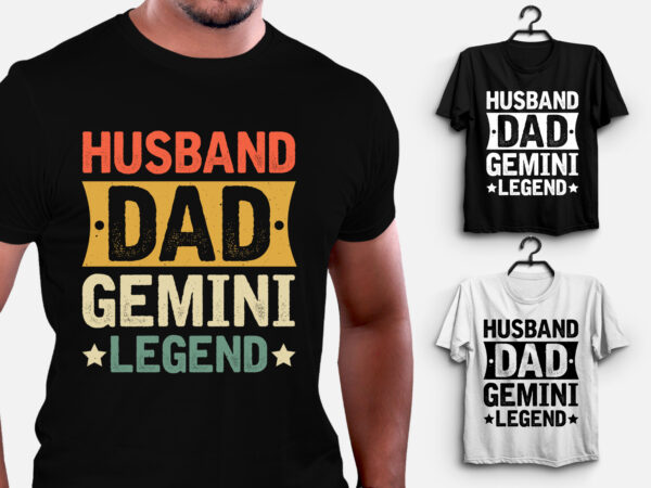 Husband dad gemini legend t-shirt design