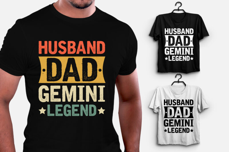 Husband Dad Gemini Legend T-Shirt Design