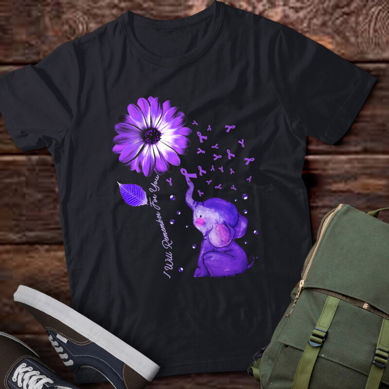 I’ll Remember For You Purple Elephant Alzheimer’s Awareness T-Shirt ltsp