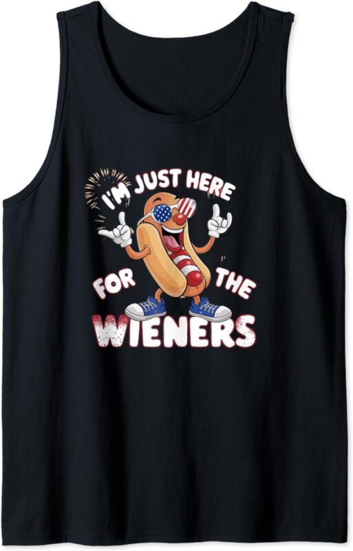 I’m Just Here For The Weiners 4th of July Patriotic Hot Dog Tank Top