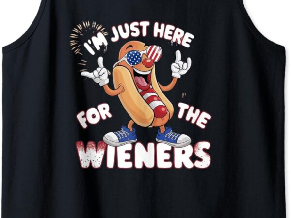 I’m just here for the weiners 4th of july patriotic hot dog tank top t shirt design for sale