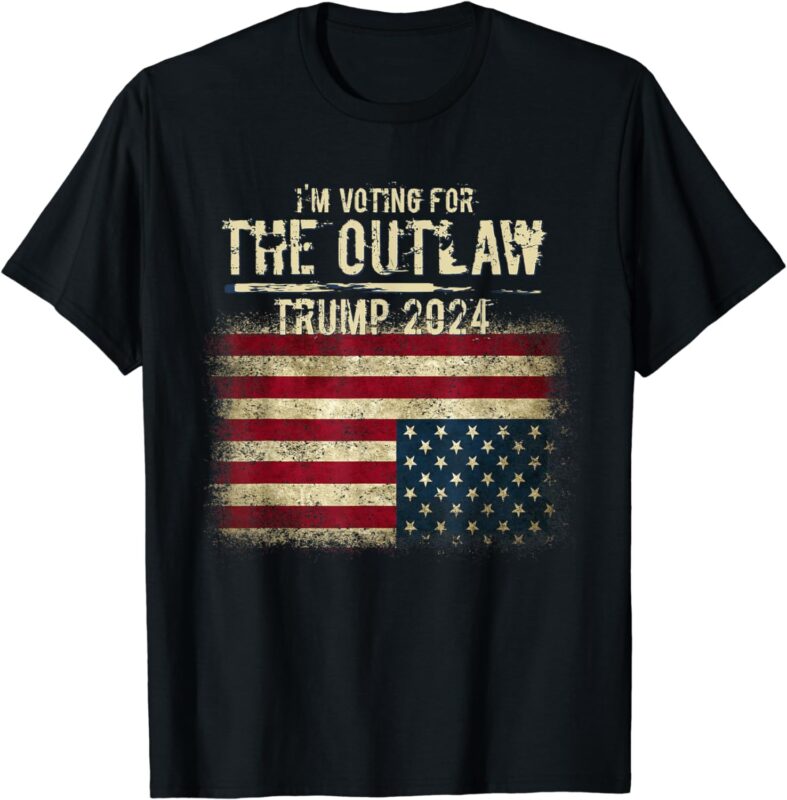 I’m Voting For The Outlaw Trump 2024 Upside-down Flag T-Shirt