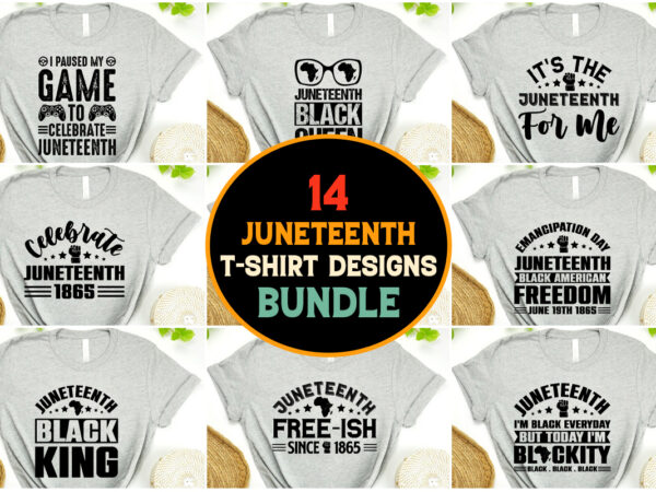 Juneteenth day t-shirt design bundle black