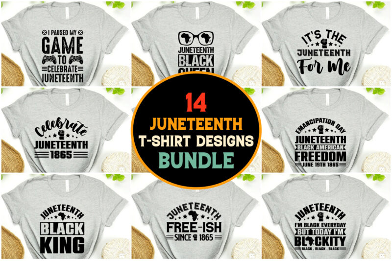 Juneteenth day t-shirt design bundle Black