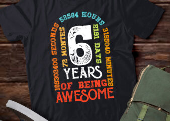 Kids 6th Birthday Years Old Vintage Retro 72 Months T-Shirt ltsp