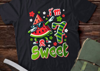 Kids 7 year old Watermelon Birthday For Girl Sweet Fruit 7th B-day T-Shirt ltsp