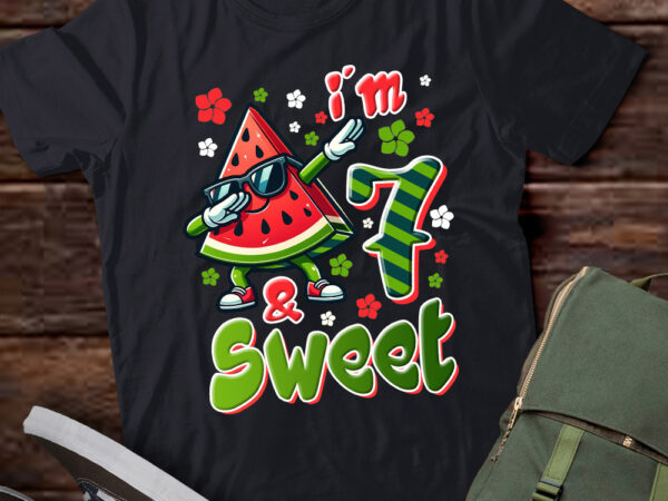 Kids 7 year old watermelon birthday for girl sweet fruit 7th b-day t-shirt ltsp