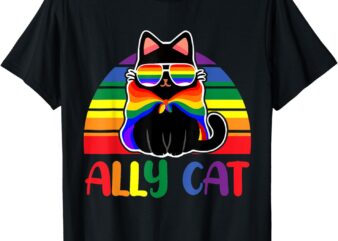 LGBT Ally Cat Be Kind Gay Rainbow Funny LGBTQ Flag Gay Pride T-Shirt