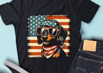 LT103 Dachshunds T Shirt Gift USA Flag Funny Wiener Dog