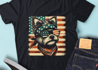 LT107 Yorkshire Terriers With USA Flag Patriotic Dog Lover t shirt vector graphic