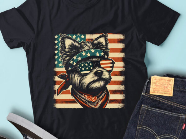 Lt107 yorkshire terriers with usa flag patriotic dog lover t shirt vector graphic