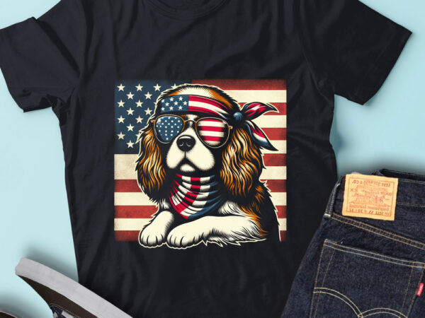 Lt108 cavalier king charles spaniel dog usa flag 4th of july t shirt vector graphic