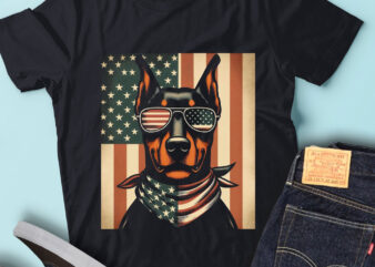 LT109 Doberman Pinschers Dog With USA Flag 4th of July