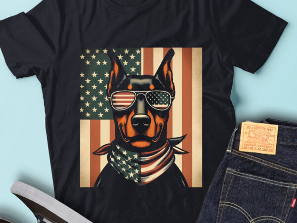 Lt109 doberman pinschers dog with usa flag 4th of july t shirt vector graphic