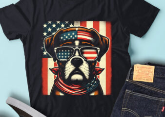 LT110 Boxers Dog T Shirt Gift USA Flag Dog Patriotic Lover