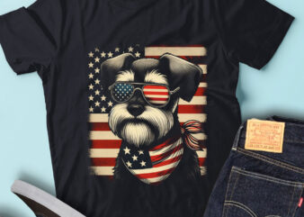 LT111 Miniature Schnauzers Dog With USA Flag 4th Of July