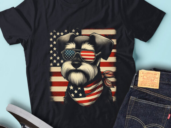 Lt111 miniature schnauzers dog with usa flag 4th of july t shirt vector graphic