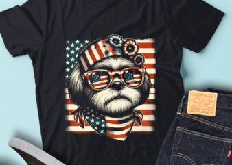 LT114 Shih Tzus Dog USA Flag Patriotic Dog Lover Owner t shirt vector graphic