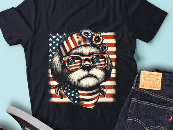 Lt114 shih tzus dog usa flag patriotic dog lover owner t shirt vector graphic