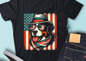 LT115 Bernese Mountain Dog T Shirt Gift USA Flag 4th Of July