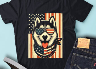 LT116 Siberian Huskies Dog T Shirt Gift USA Flag Pet Lover