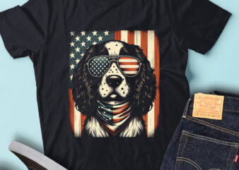 LT120 English Springer Spaniels Dogs T Shirt Gift USA Flag