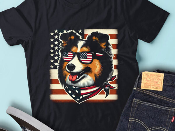 Lt121 shetland sheepdogs dogs with usa flag patriotic dog t shirt vector graphic