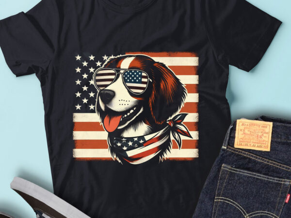 Lt122 brittany dogs t shirt gift usa flag funny dog lover