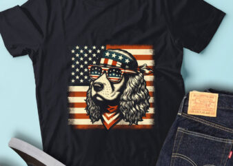 LT123 Cocker Spaniels Dogs T Shirt Gift USA Flag 4th Of July