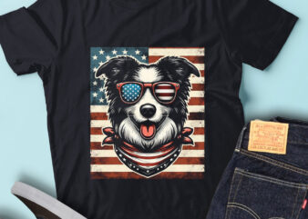 LT124 Funny Border Collie Dog With USA Flag 4th Of July t shirt vector graphic