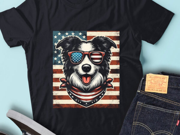 Lt124 funny border collie dog with usa flag 4th of july t shirt vector graphic