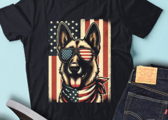 LT126 Belgian Malinoi Dog Shirt Gift USA Flag Patriotic Dog