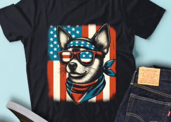 LT128 Chihuahua Dog Patriotic With USA Flag 4th Of July t shirt vector graphic