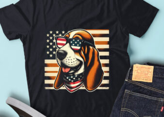 LT130 Basset Hound Dog T Shirt Gift USA Flag Cute Pet Lover
