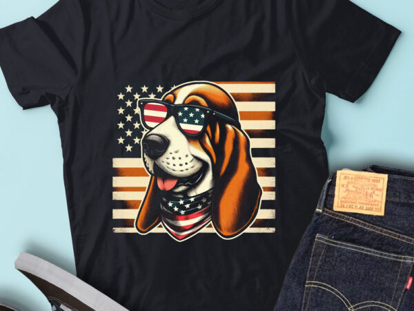 Lt130 basset hound dog t shirt gift usa flag cute pet lover