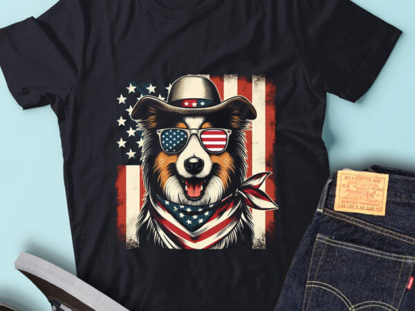 Lt133 collie dog with usa flag funny sheltie dog 4th of july t shirt vector graphic