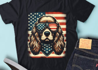 LT134 English Cocker Spaniel Dog Gift USA Flag Pet Lover t shirt vector graphic