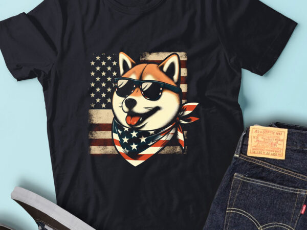 Lt137 shiba inu dog gift usa flag 4th of july cute pet owner t shirt vector graphic