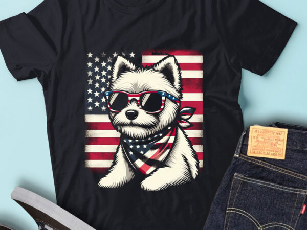 Lt139 west highland white terrier dog usa flag 4th of july t shirt vector graphic