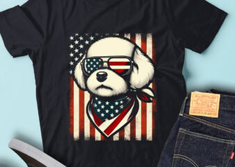 LT141 Bichons Frise Dog USA Flag Funny Dog Lover 4th Of July