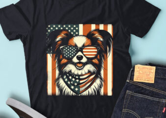 LT145 Papillon Dog Gift USA Flag Patriotic Pet Owner t shirt vector graphic