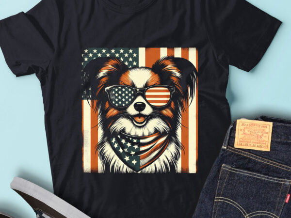 Lt145 papillon dog gift usa flag patriotic pet owner t shirt vector graphic