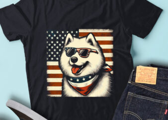LT147 Samoyeds Dogs Patriotic USA Flag 4th Of July