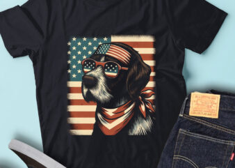 LT153 German Wirehaired Pointers Dogs Gift USA Flag