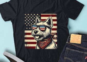 LT154 Scottish Terriers Dogs USA Flag 4th Of July Dog Lover