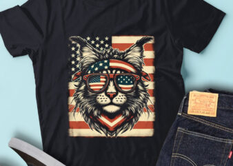 LT157 Maine Coon Cats Gift USA Flag Funny Proud Pet Lover