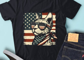 LT161 Devon Rex Cats USA Flag 4th Of July Patriotic Cat